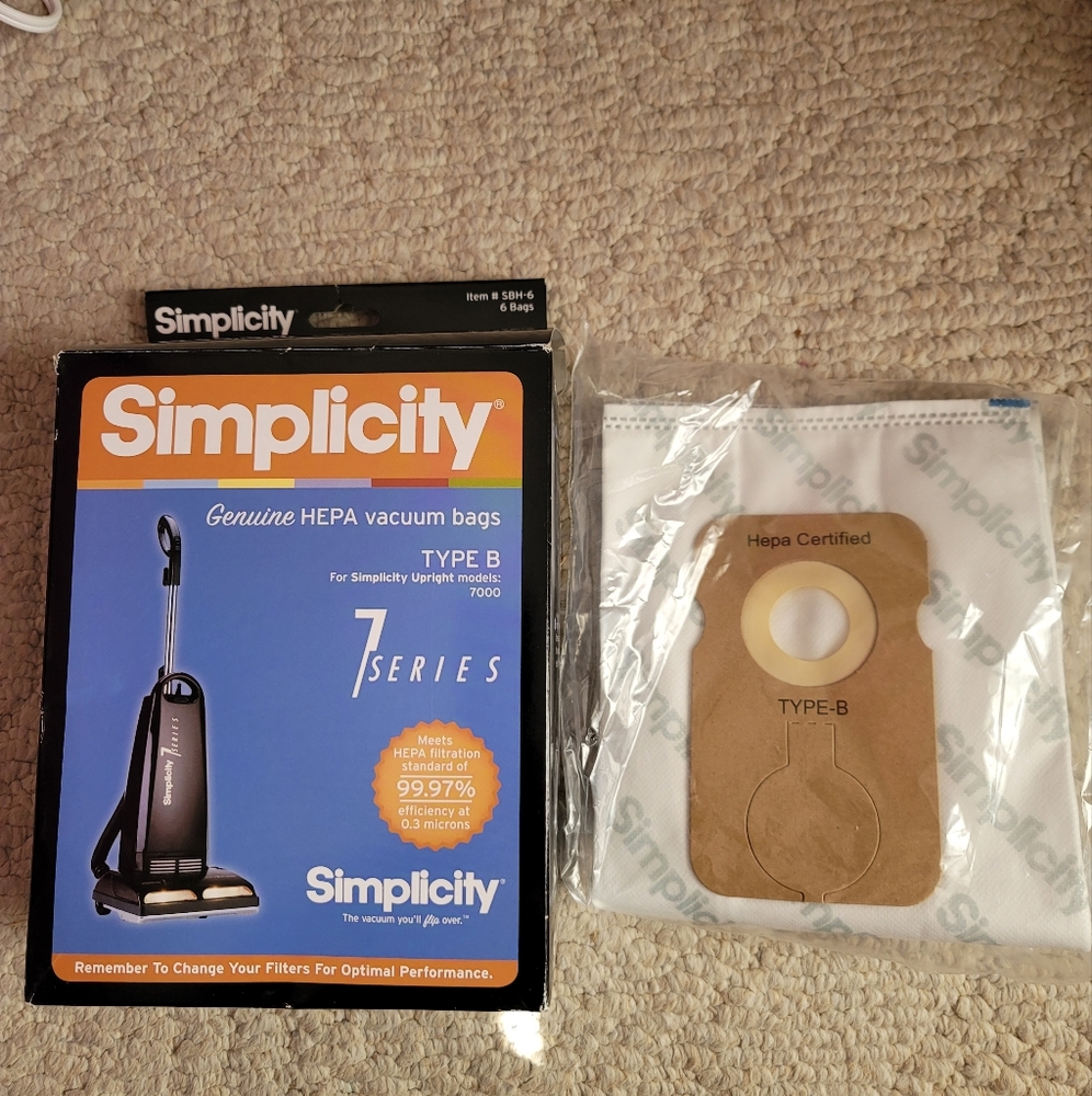 Simplicity HEPA vacuum bag Type B - only one bag